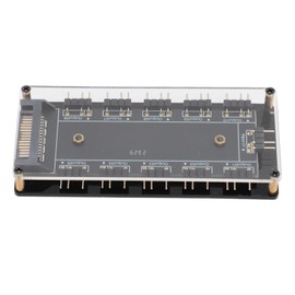 RGB Splitter Hub, 10-Way Splitter Hub with Acrylic Case, Compatible with Asus, MSI, Gigabyte, Motherboards, Easy to Install, 52CM Motherboard Cable, ARGB Hub for PC