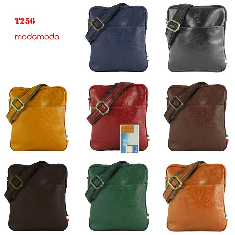 modamoda de - T256 Italian Leather Shoulder Bag Messenger Bag