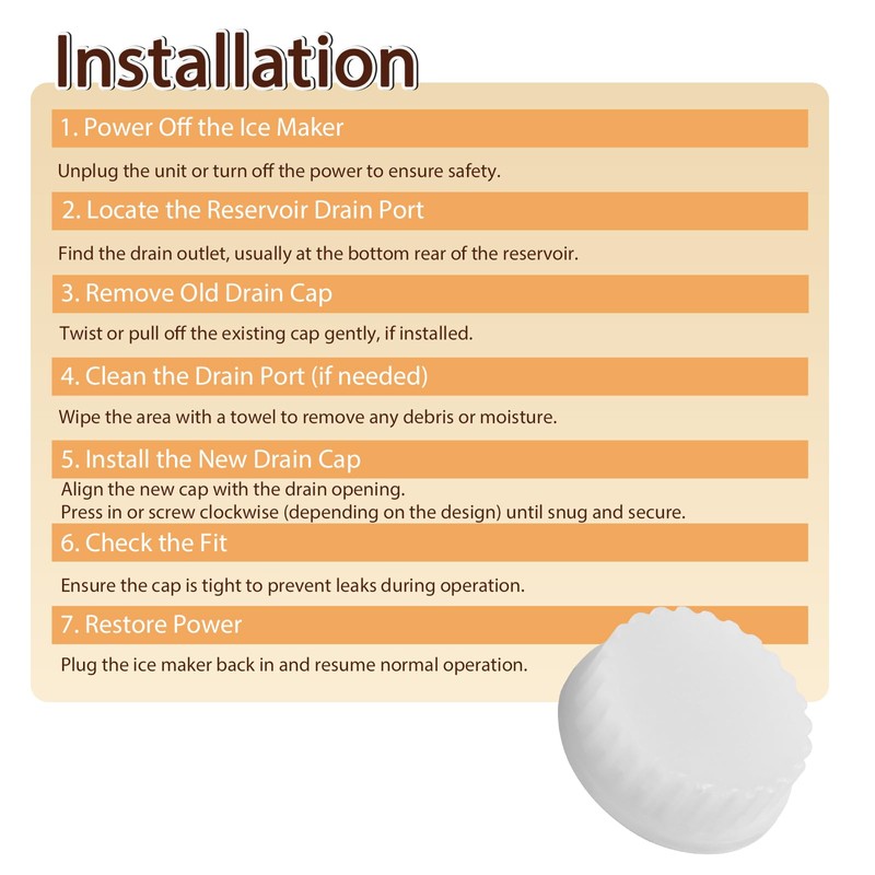 W11023835 Ice Maker Reservoir Drain Cap Compatible with Whirlpool Jenn-Air