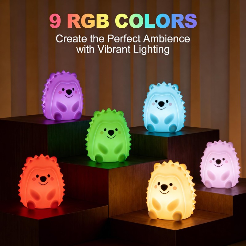 Squishy Night Light for Kids,9 Colors Baby Nursery Rechargeable Table