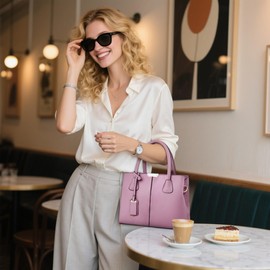 VARLIVOO Women Handbag Shoulder Bag for Ladies Messenger Bag for Female Top-Handle Bag Waterproof PU Leather Purple