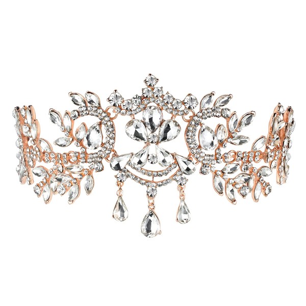 BELLAWOO Crown Tiara Vintage Crystal Bride Bridal Wedding Hair Head Band Wear Rhinestone Jewelry Headdress Headband Tiara Coronal Big Crown