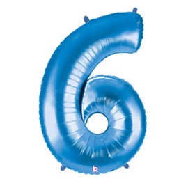 40 Inch Megaloon Blue Number 6 Balloon by Betallic