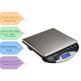 American Weigh Scales AWS-500I Compact Bench Scale, Black, 500G x 0.1G (AMW-500I-BLK)