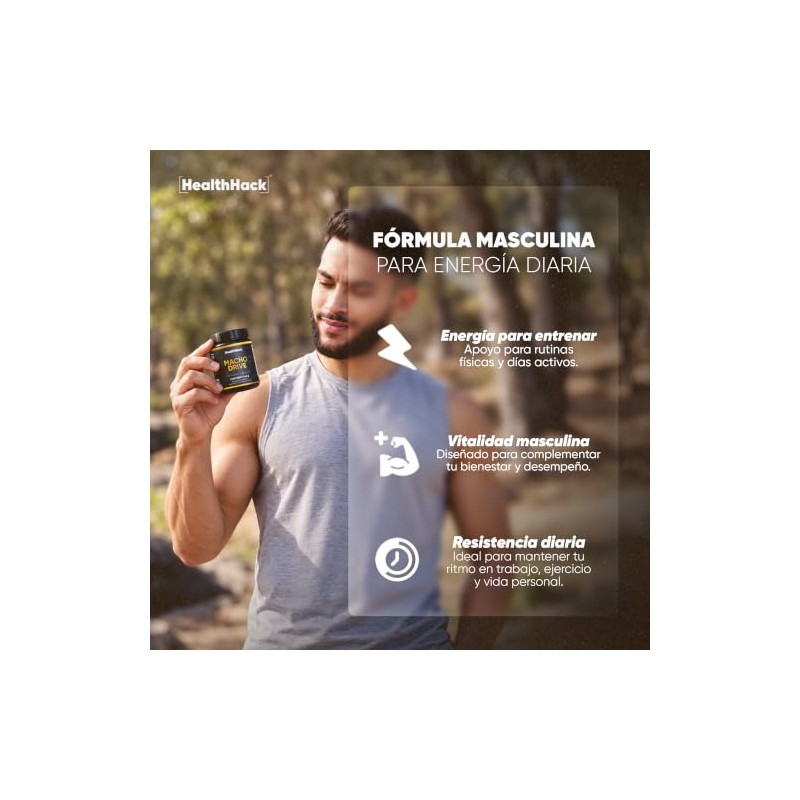 Multivitamínico Hombre Maca Negra y Roja Ginseng Zinc Health Hack