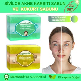 Organicsun 2'li Set Doğal Kükürt Sabunu ve Sivilce ve Akne Karşıtı Sabun Sivilce Karşıtı Sabun Seti