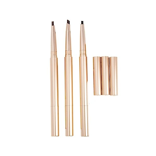 3pcs Rose Gold Dual-Ended Eyebrow Pencil Set Waterproof Smudge-Proof Makeup