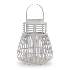 Melrose Tapered Woven Rattan Candle Lanterns - 14.75" - White