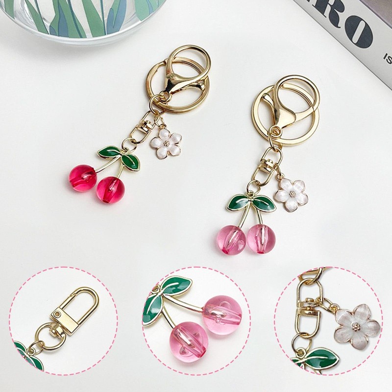 2 Pieces of Cherry Keychain, Creative Cute Keychain, Fun Car