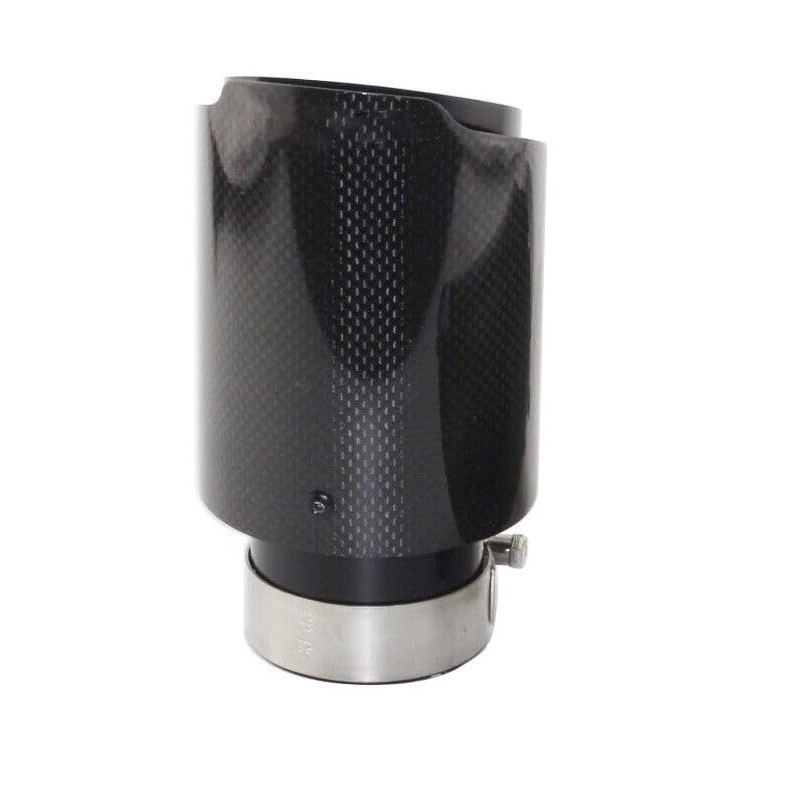 Carbon Tailpipe Exhaust Trim 100 mm Round Black Stainless Steel
