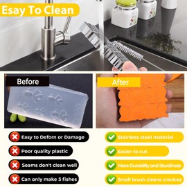 25 Pcs Fish Cookie Cutter, Stainless Steel Mold for Baking, Fish Cracker Cutter with Cleaning Brush, Mini Fishes Molds for Crackers, Non-stick Dough