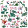 CRASPIRE 8 Sheets Lotus Flower Window Decal Large Lotus Leaf