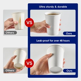 JOLLY CHEF 12 oz Paper Coffee Cups 100 Pack, Disposable Coffee Cups, White Hot Paper Cup for Party, Office, Home, Travel