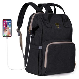 SUNVENO Diaper Bag Backpack with USB Charging Port, Large Capacity Baby Bags Multifunction Travel Backpack for Mom and Dad, Black