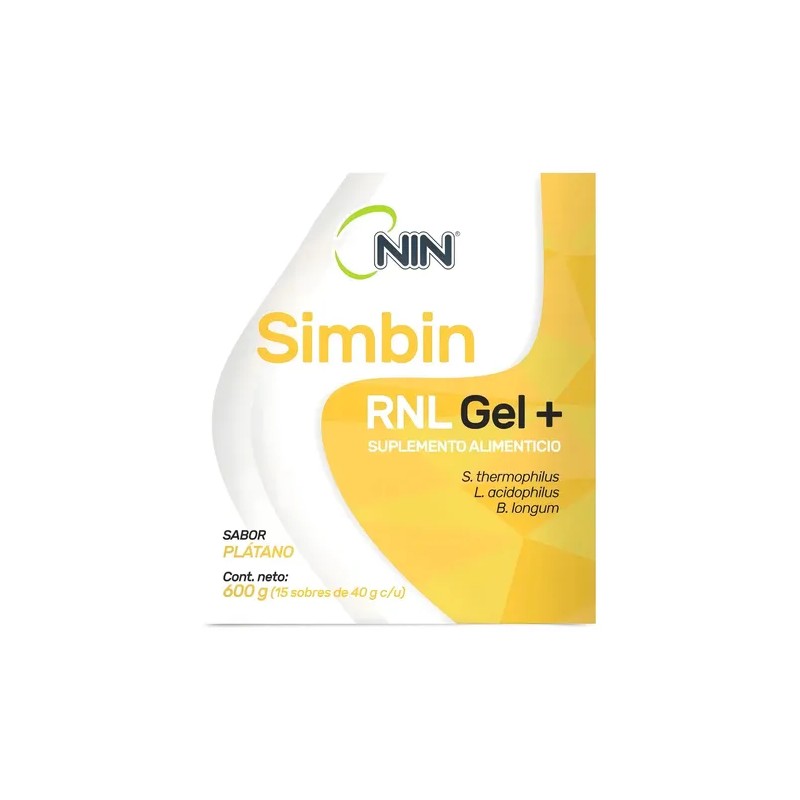 Simbin Gel NIN 15 Sobres Suplemento Probióticos Prebióticos Sabor Plátano