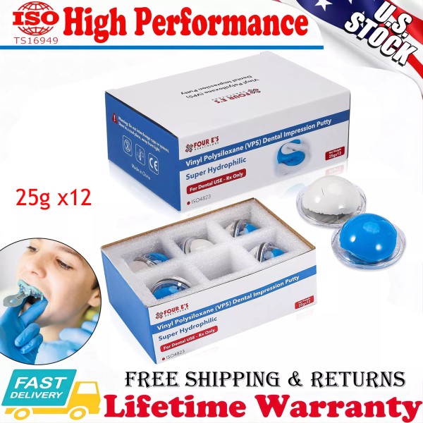 eLabPal Dental Hydrophilic VPS Impression Putty Fast Set 25g x12(Base