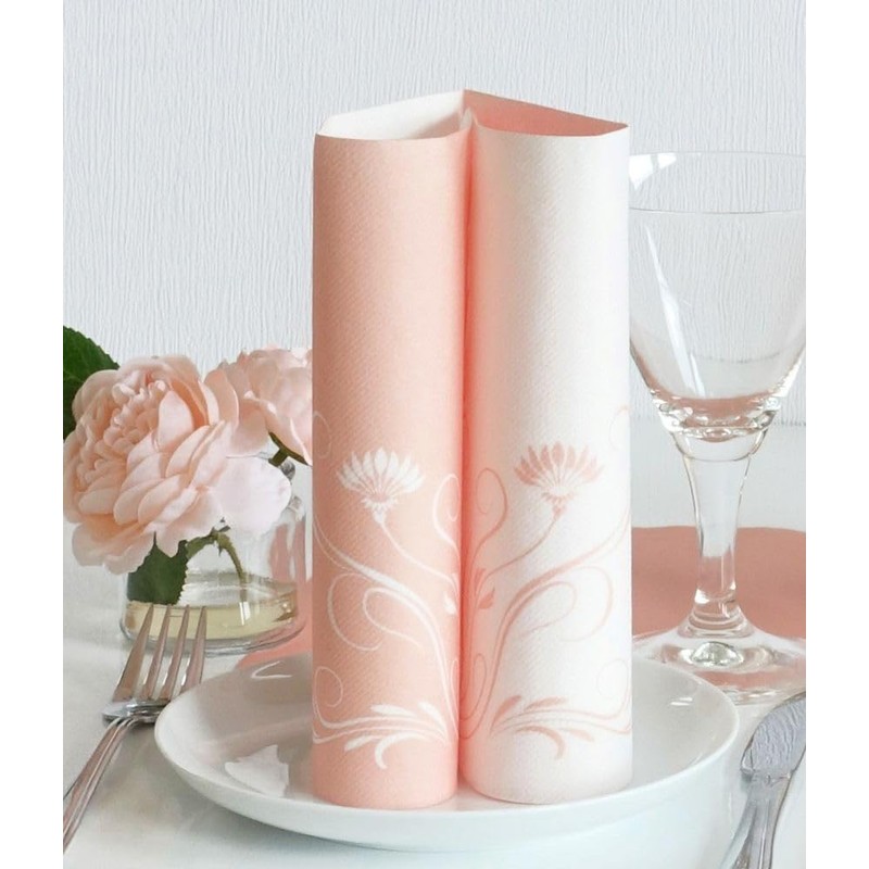 50 Serviettes Flowers 40 x 40 cm Fabric-Like Airlaid Elegantia,