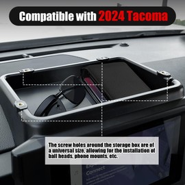HOUCLEMIC Dashboard Behind Screen Storage Box for Toyota Tacoma 2024 Accessories, Center Console Organizer Tray with Anti-Slid Pad for 24Tacoma SR SR5 TRD PreRunner Sport Off-Road(8 Inch Screen)