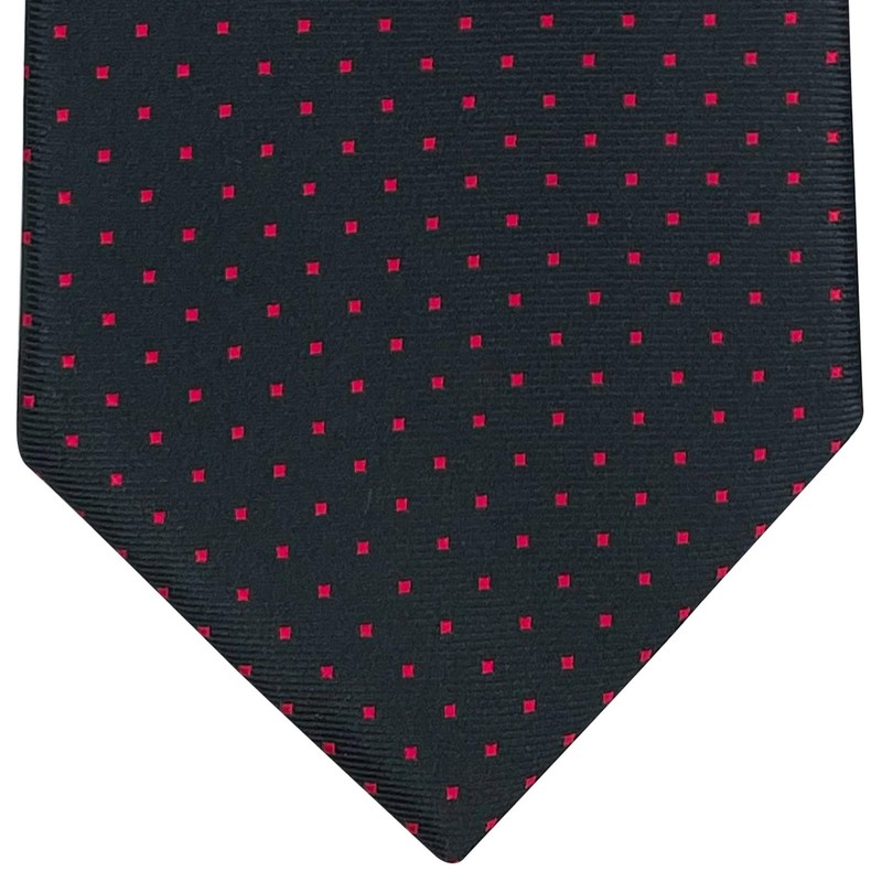 (リトリーズ) RETREEZ ピンドット柄 マイクロファイバー 織り生地 メンズ タイ ネクタイ - ブラック地&レッドのピンドット柄