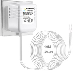 24V Doorbell Transformer Compatible with Nest Honeywell Ecobee Sensis All Models of Ring Doorbells Thermostats Power Adapter (33FT White, 12.0, Watts)