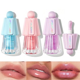 LuckNest 4 Colors Shimmer Lip Gloss Set Hydrating Lip Glow Oil Cute Lip Gloss Hydrating Tinted Lip Transparent Balm Set (B)