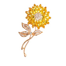 BeeGift Brooches for Women， Sunflower Brooch Pin Wedding Embellishment DIY Brooch Mother's Gift (Gold Crystal-1pcs)