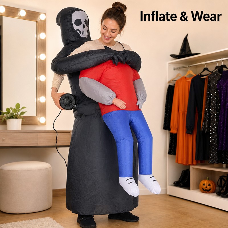 Inflatable Ghost Costume for Adults – Funny Black Robe Halloween