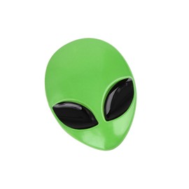 Partuto Green 3D Alien Head Shaped Metal Car Body Decorative Emblem Badge Decal Sticker Replacement