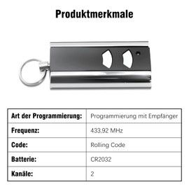RUIZHI 433.92 MHz Garage Door Opener Remote Control, Pack of 2 Handheld Transmitter for RCU 433 2K, Rolling Code Garage Door Opener Compatible with RCU 433-2, RCU 433-4, EA433 2KM, EA433 2KS, T433-4