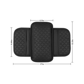 TSUGAMI Car Center Console Cover, Microfiber Leather Vehicle Armrest Protector Cushion with 2 Storage Bags, Auto Middle Console Armrest Seat Box Pad Accessories, Universal for Most Cars (Black)