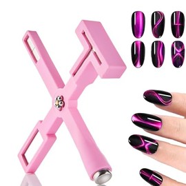 5 in 1 Magnet for Cat Eye Gel Nail Polish,Nail Design Tools Nail Art Accessories,Upgraded Cross Cat Eye Magnet for Nail Designs 3D Nail Gel Polish Strong Nail Art Magnet Home Salon(Pink) (Pink)