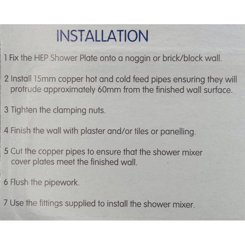 hep® Shower Plate SP8 Concealed Fixing for Exposed BAR Valve