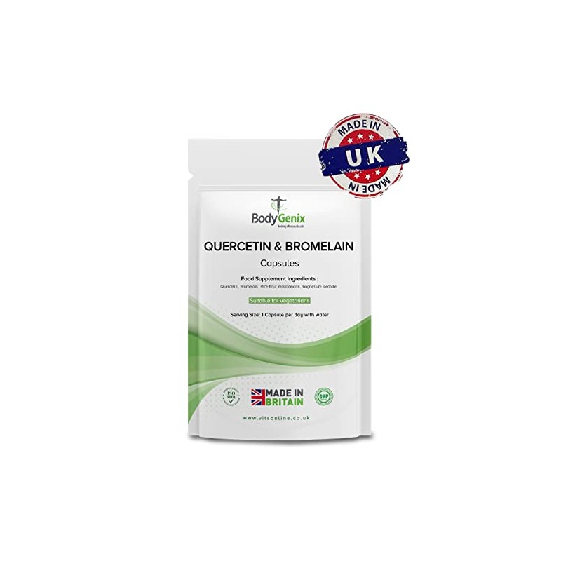 Quercetin & Bromelain Veg Capsules Bodygenix UK Immune Booster, Swollen