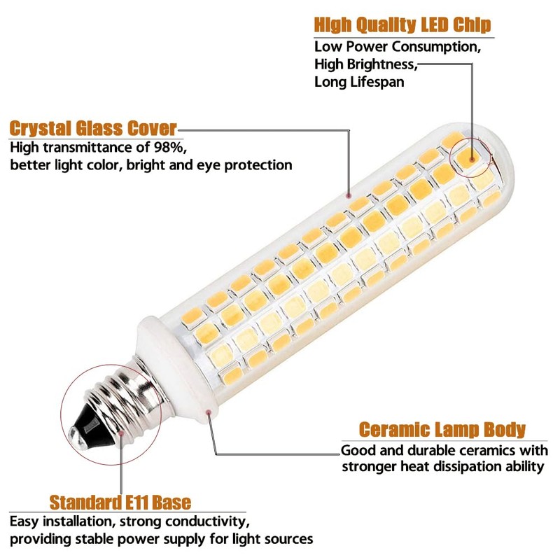 HXMLIHB JD E11 Led,1080LM,AC110V-130V,9W Dimmable 100W Halogen Bulbs Equivalent,T3 T4