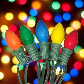 25Ft Christmas Lights Outdoor, C7 Multicolor Christmas String Lights 25 Ceramic Colorful Lights, Outdoor Vintage Christmas Lights for Patio Holiday Party Roofline Christmas Easter Decorations