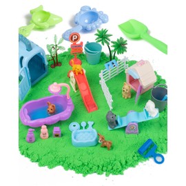 sikmcle 36 PCS Pet Sensory Bin with 2 Color of Moldable Sensory Sand,Pet Play Set and Sandbox with Lid,Pet Care Play Set for Kids Best Christmas Birthday Gift for Boys Girls 3 4 5 6 7 Year Old