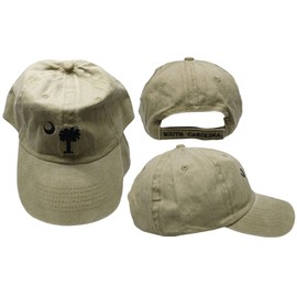 Embroidered Olive Khaki South Carolina SC Palmetto Crescent Washed Cap Hat (RUF)