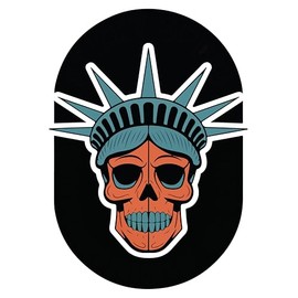 Liberty Statue Skull Sticker, 4 inches - Car Bumper Vinyl Sticker Decal Weatherproof