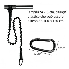 Granmagazz 2 Pieces Paddle Leash for Kayak, Leash for Paddle, Kayak Paddle Leash, 1.5 m Extendable Kayak Paddle Leash with Carabiner for Canoe, Boat, Kayak (Black)