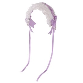 Girls Maid Cosplay Headband Lace Flower Headwear (Purple)