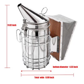 5 PCS Bee Keeping Starter Kit Beekeeping Supplies, Stainless Steel Bee Hive Smoker Heat Shield Beekeeping Equipment, Honey Bee Hive Tools Bee Smoker Kit for Beginners and Professionals