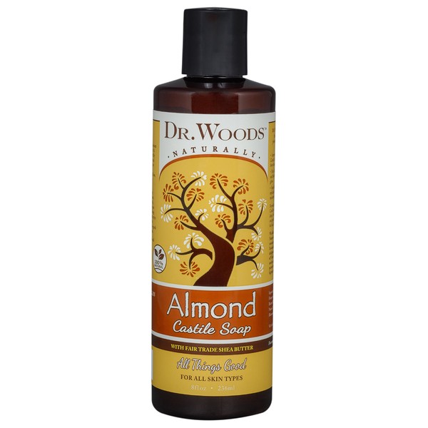 Dr. Woods Pure Almond Liquid Castile Soap with Organic Shea Butter, 8 Ounce