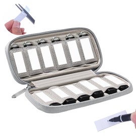 VNEIRY 12-Slot USB Drive Organizer w/Velcro Labels & Quick-Dry Marker - Peel & Stick Anywhere! Secure Case for Thumb/Jump Drives | Fits Most USB Sticks | 12-Capacity | Gray