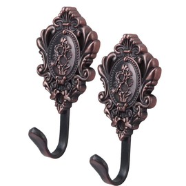 Beavorty 2 Ganchos para Cortinas Vintage De Aleación De Zinc con Patrón De Rosas Soportes De Amarre Retro Color Cobre Rojo 4.13X1.96X1.18 in Accesorios para Cortinas Hogar