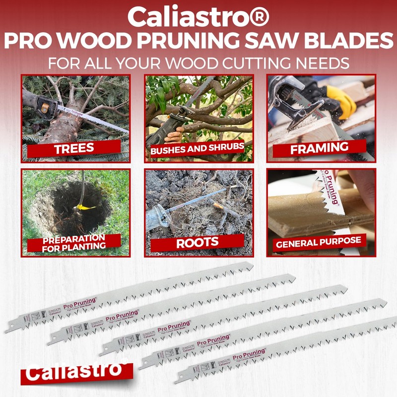 Caliastro 12-Inch Wood Pruning Saw Blades for Reciprocating/Sawzall Saws -