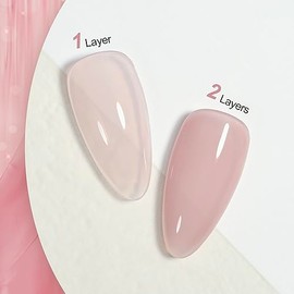 GAOY- Esmalte de uñas en gel Jelly Nude, esmalte en gel translúcido rosa transparente de 16 ml, secado con luz ultravioleta