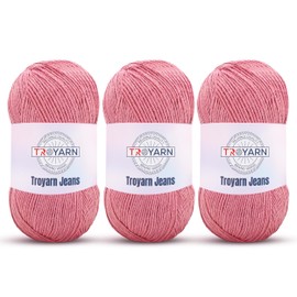 60% Cotton 40% Acrylic Crochet Yarn - 3 Skien Bulk Yarn - Pink, Soft Fine/Sport Yarn for Crocheting/Knitting Yarn - Ideal for Amigurumi Dolls and Baby Garments