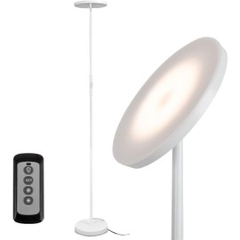 JOOFO Floor Lamp,30W/2400LM Sky LED Modern Torchiere 3 Color Temperatures Super Bright -Tall Standing Pole Light with Remote & Touch Control for Living Room,Bed Room,Office (Pearl White)
