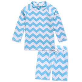 VAENAIT BABY Kids Boys Rashguard Swimsuit Long Shirt and Shorts Set Marine Blue S