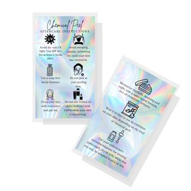Boutique Marketing LLC Chemical Peel Aftercare Cards | 50 Pack | Business Card Size 2 x 3.5 inches | Chemical Peel PMU | Non-Reflective Matte Rainbow Holographic Look Design